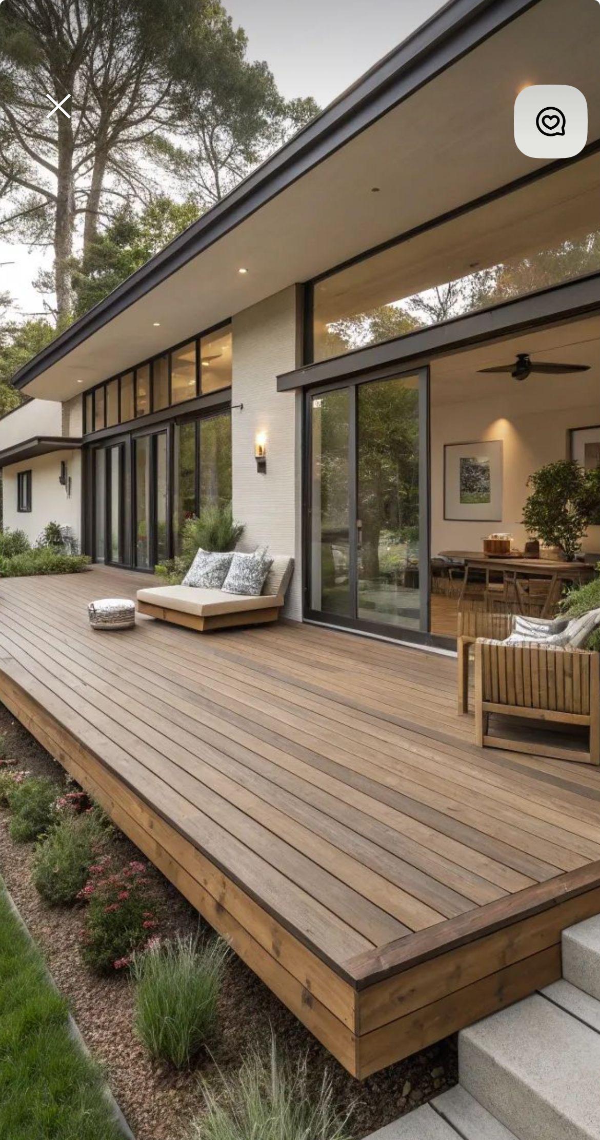 Mid-century modern home exterior with wide deck, Gold Coast